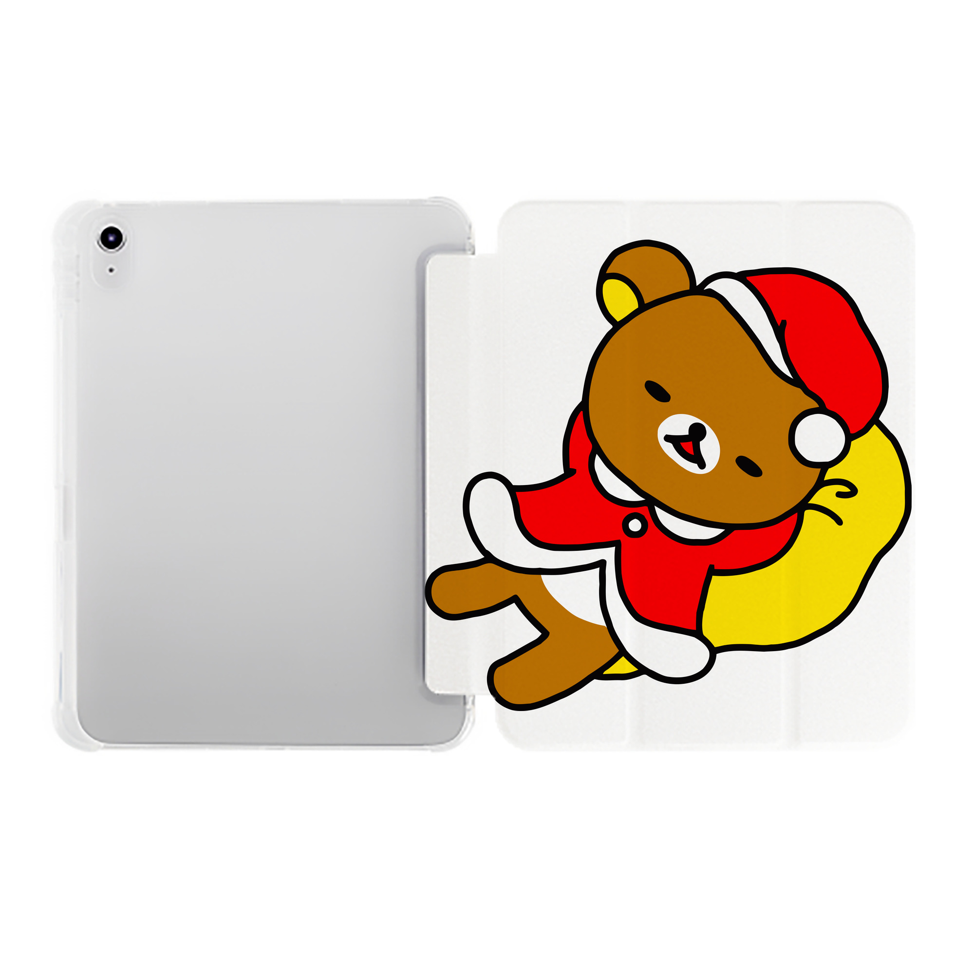 （画像用） リラックマ リラックマ キイロイトリ Rilakkuma Korilakkuma Kiiroitori IPad ケース ペン収納付き 三つ折りスタンド PUレザー×シリコン 対応機種9.5/10.5/10.9インチ